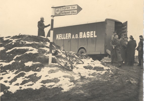 Keller AG removal truck with refugees at the Hungarian border near Sopron - 1956