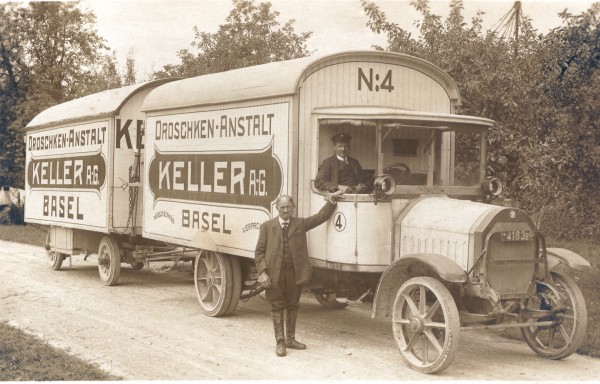 Chauffeur Gustav Zitzer and Richard Schilling in front of lorry  No. 4 - 1924